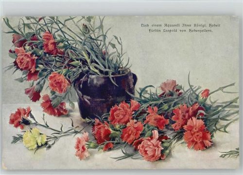 Aquarell der Fürstin Leopold v. Hohenzollern - Adel - Blumen - Spenden AK für Lungenkranke Tuberkulose 1911
