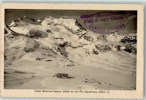 Bernina 1918 - Piz Cambrera Hotel Hospiz Hüttenstempel