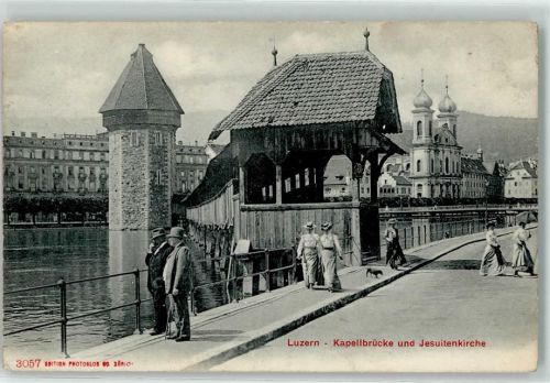 6000 Luzern Lucerne 1907 - Kapellbrücke Jesuitenkirche