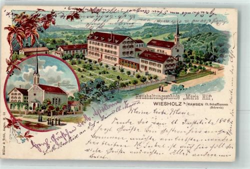 8262 Ramsen 1901 Lithographie Kirche Haushaltungsschule Maria Hilf Wiesholz