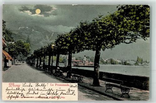1800 Vevey 1904 Mondschein Promenade Dampfschiff