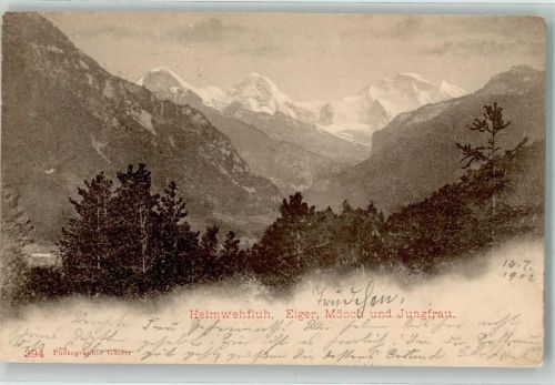 Heimwehfluh 1902 - Eiger Mönch Jungfrau Hüttenstempel
