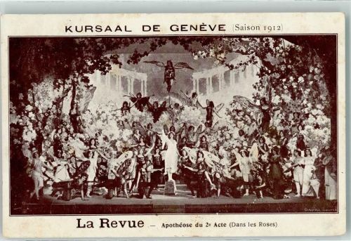 1200 Genève Genf 1912 Künstlerkarte la Revue du Kursaal Apotheose du 2e Acte Dans les Roses Engel sign. Sadag