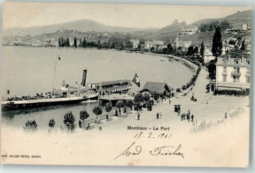 Montreux Hafen Raddampfer Bonivard Binnenschiff 1901