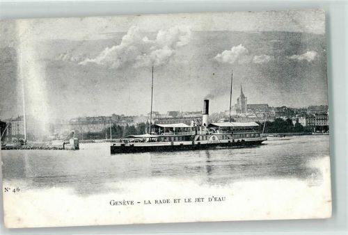 Genève Genf Reede Fontaine Raddampfer La Suisse Binnenschiff