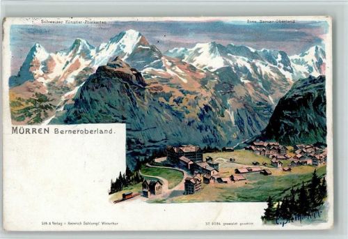 Mürren Nr. 2084 sign Steinmann - Gruss aus Schlumpf Lithographie