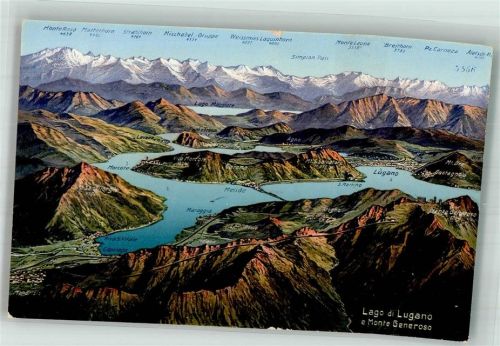 6900 Lugano Foto AK Vogelschau Lago di Lugano
