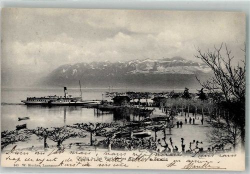 Ouchy Raddmapfer Hafen Binnenschiff 1903 Foto AK