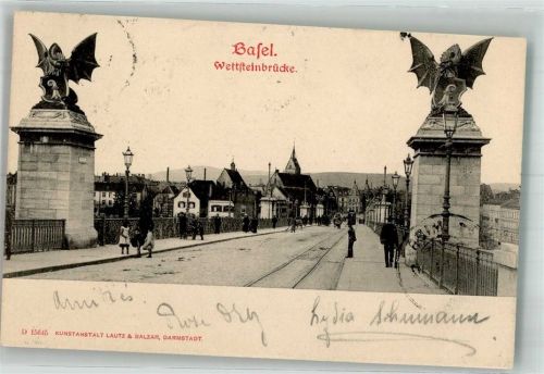 4000 Basel Bâle 1903 Foto AK Denkmal Wettsteinbrücke