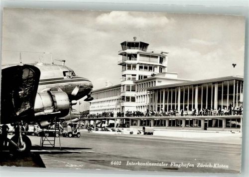 8302 Kloten Foto AK Propellerflugzeug