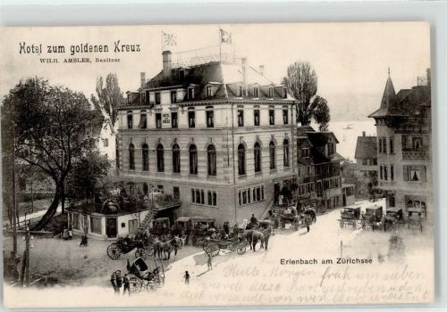 8703 Erlenbach ZH 1905 - Hotel zum goldenen Kreuz Kutschen