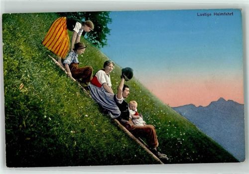 Lustige Heimfahrt Bauernfamilie