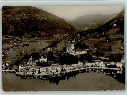 6988 Ponte Tresa - Luftaufnahme Gesamtansicht mit Alberghi Pesce