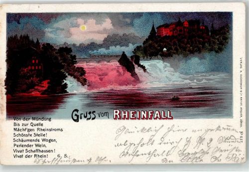8212 Neuhausen am Rheinfall Lithographie Rheinfall