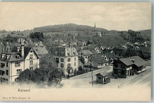 8134 Adliswil Foto AK Bahnhof Kirche