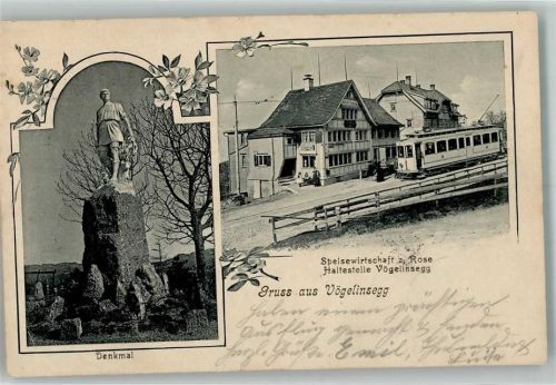 9042 Speicher 1906 Gebrauchsspuren Straßenbahn Gasthaus zur Rose Vögelinsegg Denkmal