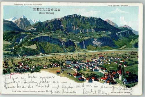 3860 Meiringen 1901 Lithographie sign. Steinamm, C. Künstler-Postkarte