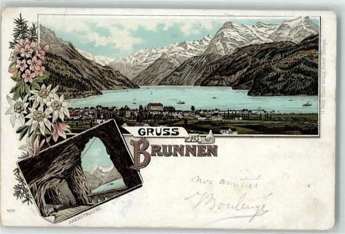 6440 Brunnen 1897 Lithographie Axentraße