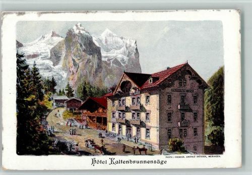 3860 Meiringen Lithographie Hotel Kaltenbrunnensäge