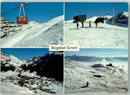 3954 Leukerbad Loèche-les-Bains - Seilbahn Winter Skifahrer Skigebiet Torrent