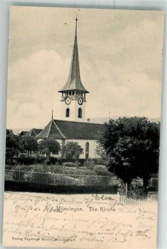 3110 Münsingen 1904 Foto AK Kirche