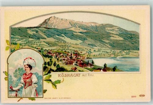 8700 Küsnacht ZH Prägedruck Tracht Rigi Lithographie