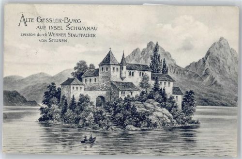 Schwanau Insel Künstlerkarte Gessler Burg