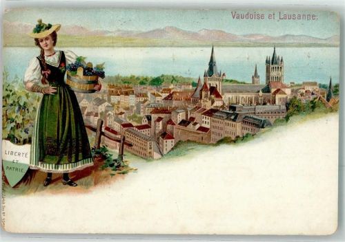 1000 Lausanne Losanna 1902 Gebrauchsspuren Wappen Transitstempel Lithographie Verlag Künzli Nr 5048