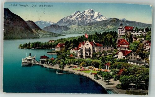 6353 Weggis 1926 Foto AK Quai und Pilatus