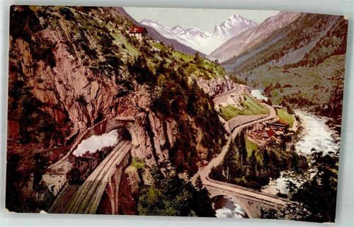 6484 Wassen UR Foto AK Eisenbahn Gotthardbahn