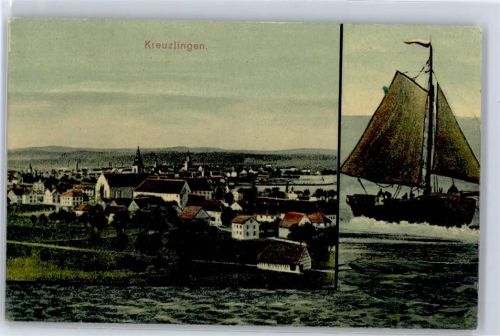 8280 Kreuzlingen Lithographie Segelschiff 1913