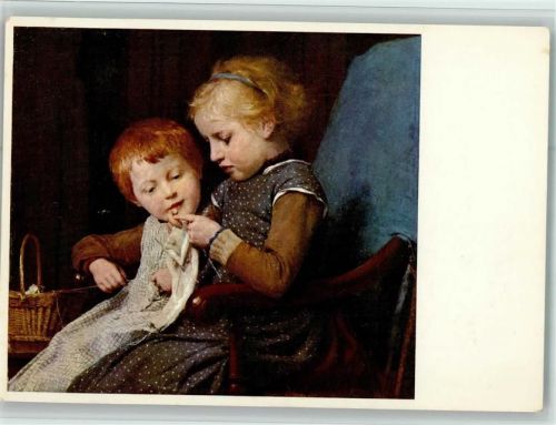 Kinder stricken AK Gemälde Albert Anker - Tuberkulosespende Tuberkulose