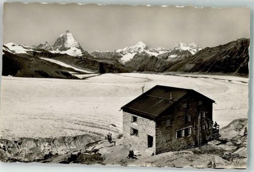 Monte Rosa Hütte Foto AK Winter Obergabelhorn