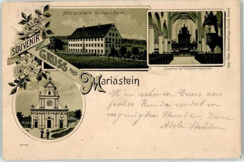 4115 Mariastein 1899 Lithographie Hotel Kirche