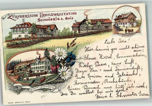 9056 Gais 1900 Lithographie Zürcherische Erholungstation Schwäbrig