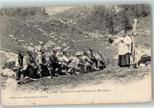 Verlag J.J. 3152 Jullien freres - Benediction des Patres a la Montagne - Religion Motiv Schweiz