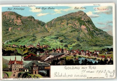 6410 Goldau Künstlerkarte Rigi Bahn