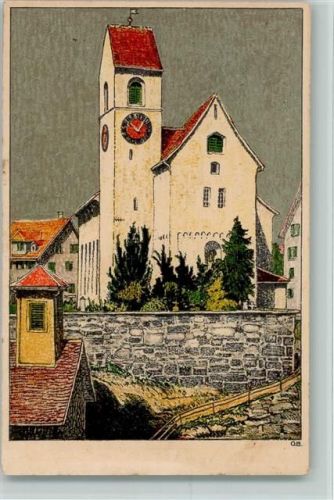 8630 Rüti ZH 1933 Lithographie / Künstlerkarte Kirche , Graph. Anstalt Wolfensberger , gute Erhaltung AK
