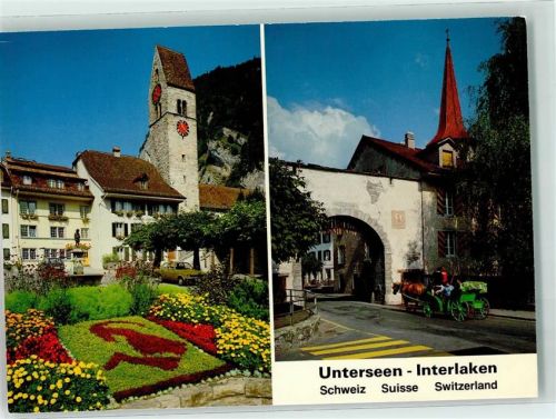 3800 Unterseen - Kirche Stadttor Pferdekutsche
