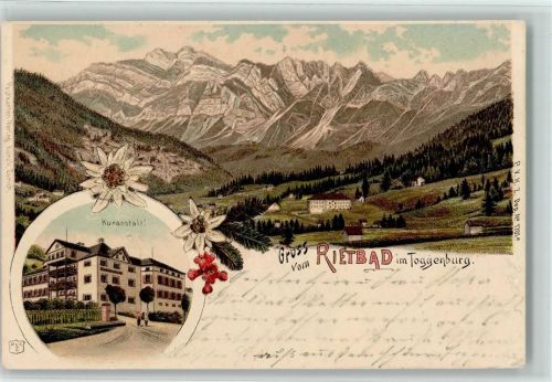 9651 Rietbad 1901 Lithographie Kuranstalt Edelweiss