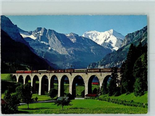 3714 Frutigen - Viadukt der Lötschbergbahn BLS bei Fisistöcke Balmhorn Altels Ort lt. Stempel