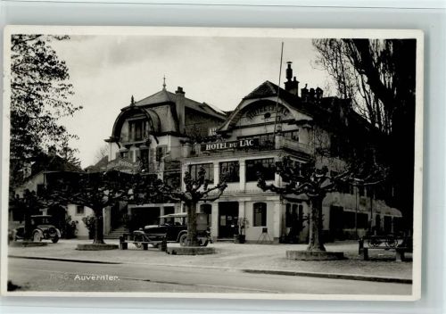 2012 Auvernier 1913 Foto AK Strassenansicht, Hotel du Lac u. Autos, gute Erhaltung AK