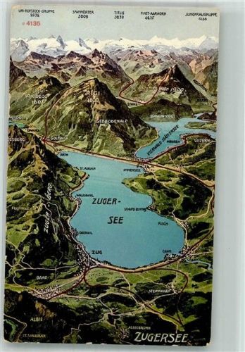 6300 Zug Zugo Foto AK Vogelschau Zugersee