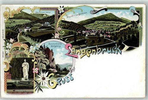 4438 Langenbruck Lithographie Sanatorium Christ Sophokles Belchenfluh Hochgebirg.