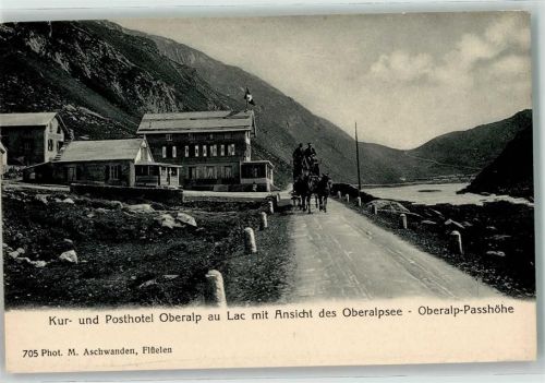 Oberalp Gebrauchsspuren Kur und Posthotel au Lac Pferdekutsche