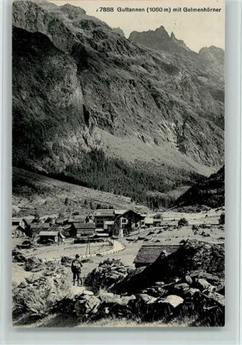 3864 Guttannen - Dorfpartie mit Gelmenhörner Berge, gute Erhaltung AK