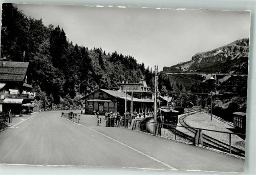 3860 Brünig Foto AK Bahnhof Gasthaus