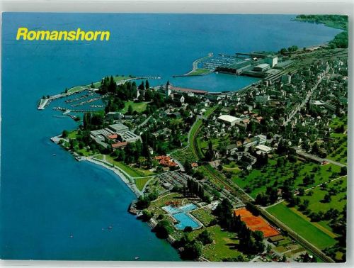 8590 Romanshorn Foto AK Fliegeraufnahme Hafen Bodensee Schwimmbad