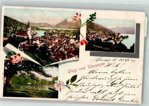 3600 Thun 1902 Foto AK Kirche Thunersee