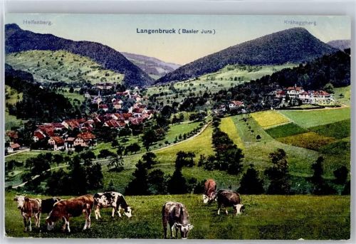 4438 Langenbruck - Kirche, Ortsansicht, Baseler Jura, Helfenberg, Kräheggberg